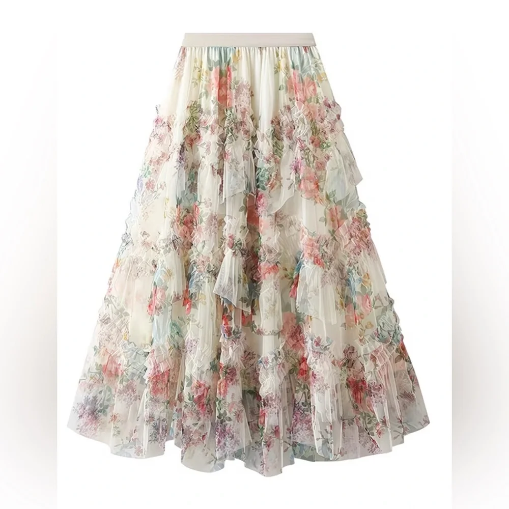 Floral Multicolor Maxi Skirt - Picture 5 of 8